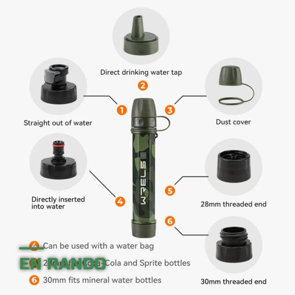 Paille Filtrante à Eau de Survie pour Camping et Randonnée