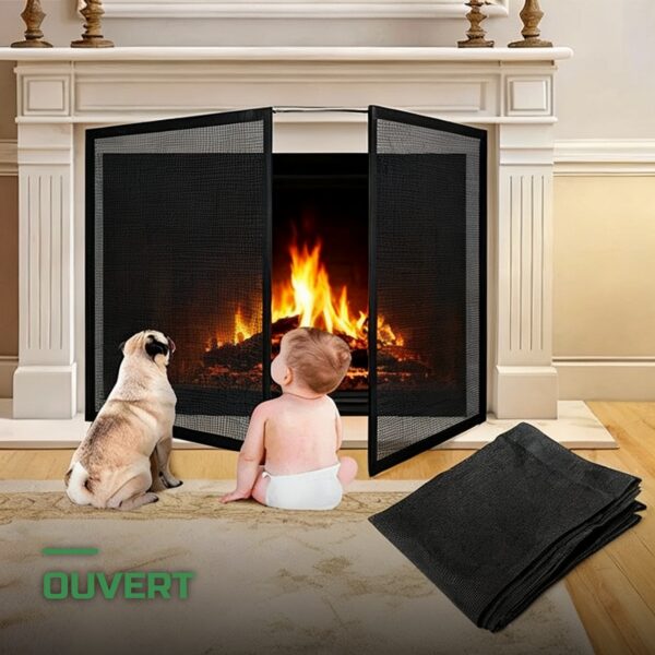 Pare-Étincelles Rideau en Maille Métallique pour Cheminée