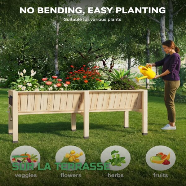 Potager Surélevé en Bois sur Pieds avec Doublure pour Légumes