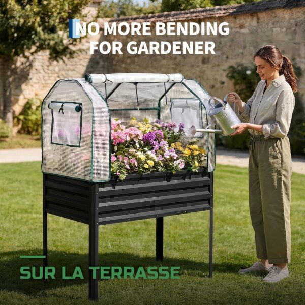 Potager Surélevé en Métal sur Pieds