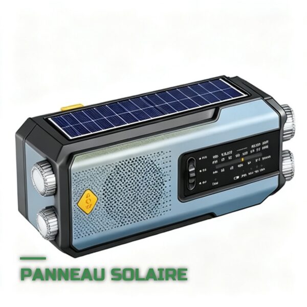 Radio d'Urgence Multifonction Solaire à Manivelle