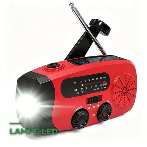 Radio de Survie Solaire à Manivelle FM/AM/WB & Lampe