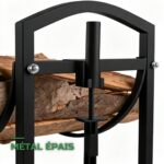 Range-Bûches en Métal Noir Robuste Intérieur et Extérieur