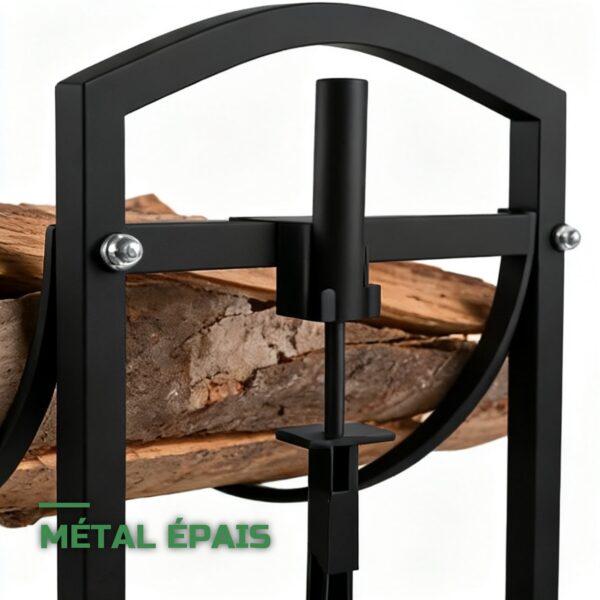 Range-Bûches en Métal Noir Robuste Intérieur et Extérieur