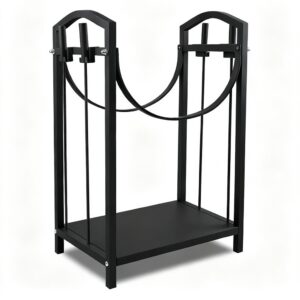 Range-Bûches en Métal Noir Robuste Intérieur et Extérieur