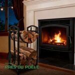 Range-Bûches en Métal Noir Robuste Intérieur et Extérieur