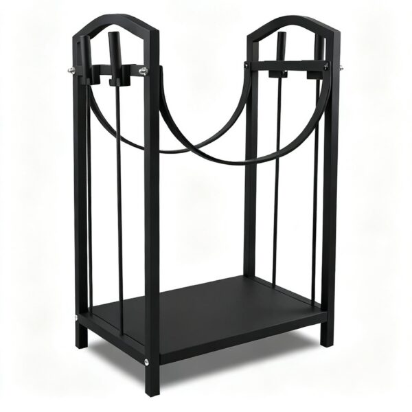Range-Bûches en Métal Noir Robuste Intérieur et Extérieur
