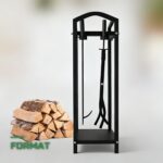 Range-Bûches en Métal Noir Robuste Intérieur et Extérieur