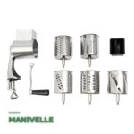 Râpe Rotative Manuelle en Inox avec 4 Tambours Interchangeables