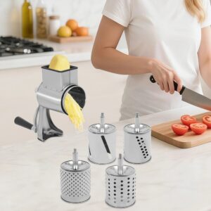 Râpe Rotative Manuelle en Inox avec 4 Tambours Interchangeables