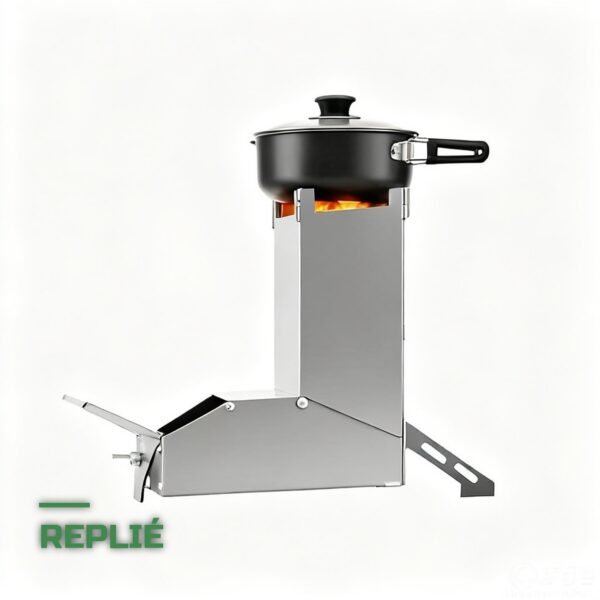 Réchaud de Camping à Bois Pliable en Inox Rocket Stove