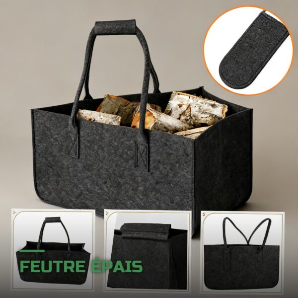 Sac Porte-Bûches en Feutre pour Cheminée & Transport du Bois