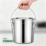 Seau de Stockage Hermétique en Inox 21L à Couvercle Étanche