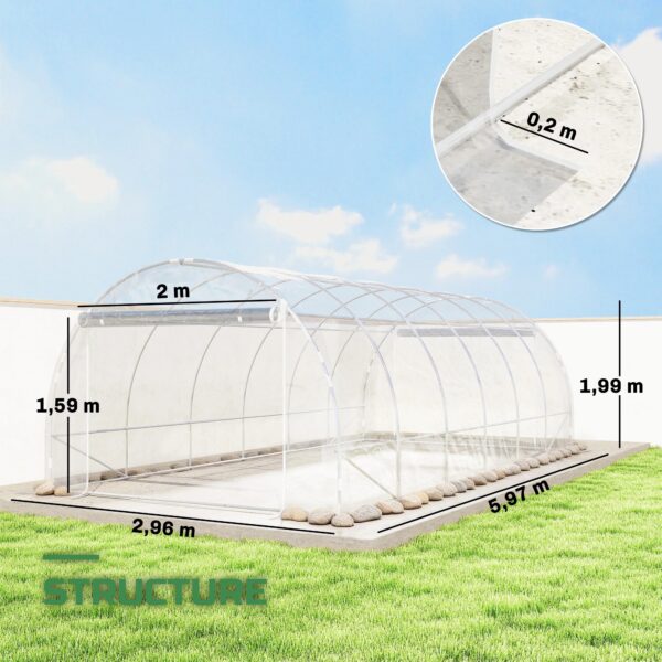 Serre Tunnel de Jardin avec Cadre Acier Galvanisé et Bâche PE