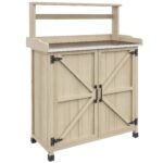 Table de Rempotage de Jardin en Bois avec Étagères et Rangement