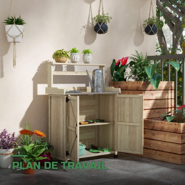 Table de Rempotage de Jardin en Bois avec Étagères et Rangement
