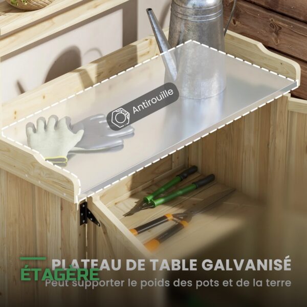 Table de Rempotage de Jardin en Bois avec Étagères et Rangement