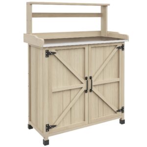 Table de Rempotage de Jardin en Bois avec Étagères et Rangement