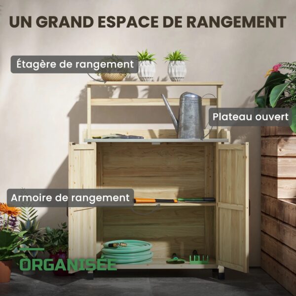 Table de Rempotage de Jardin en Bois avec Étagères et Rangement