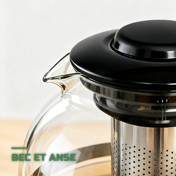 Théière en Verre Borosilicaté 1600ml Infuseur Inox