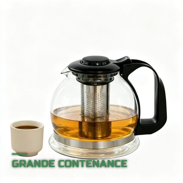 Théière en Verre Borosilicaté 1600ml Infuseur Inox