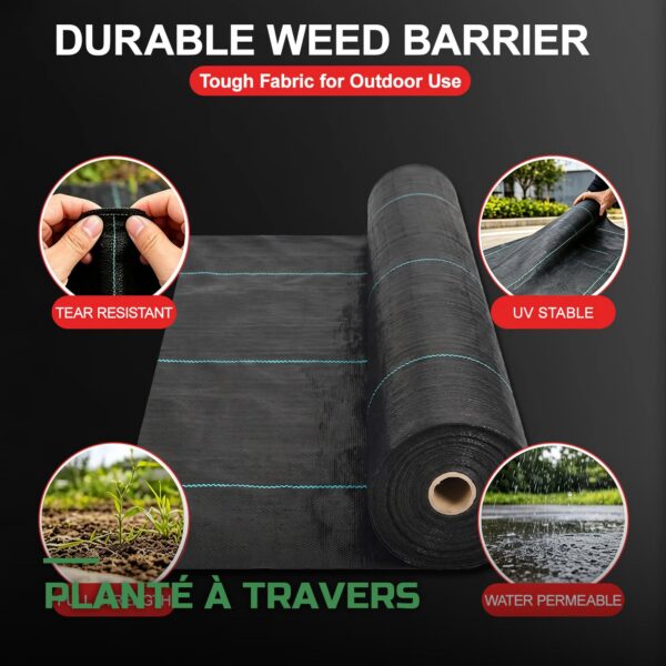Toile de Paillage Géotextile Anti-Mauvaises Herbes avec Clous