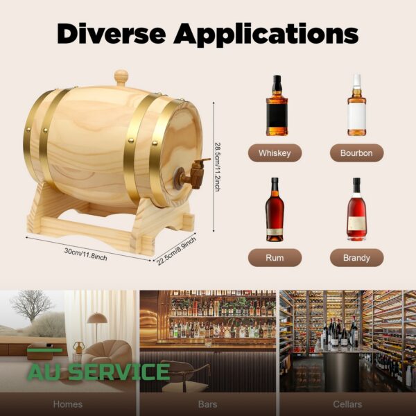 Tonneau de Vieillissement en Bois 5L avec Robinet pour Vin et Whisky