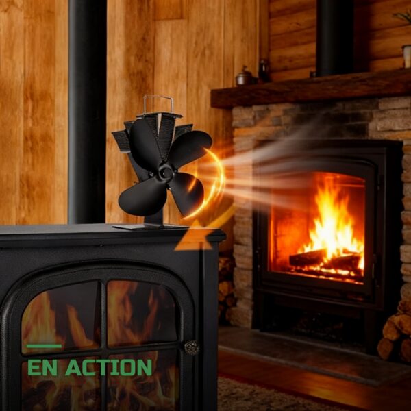 Ventilateur de Poêle à Chaleur 4 Pales Écologique Silencieux