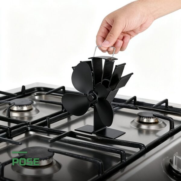 Ventilateur de Poêle à Chaleur 4 Pales Écologique Silencieux