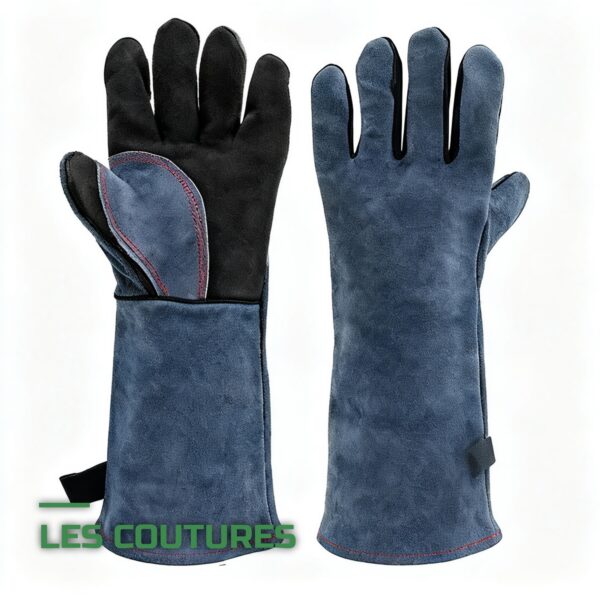 Gants de Soudure Longs en Cuir Anti-Chaleur