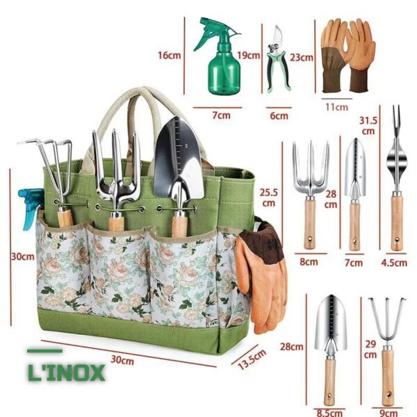 Kit d'Outils de Jardinage à Main en Inox
