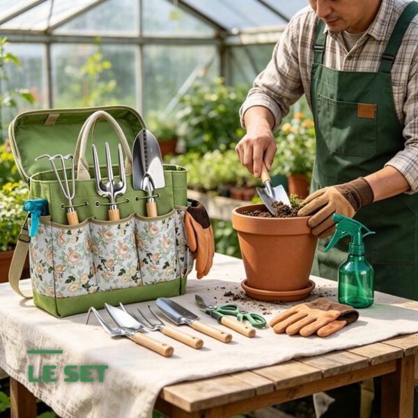 Kit d'Outils de Jardinage à Main en Inox