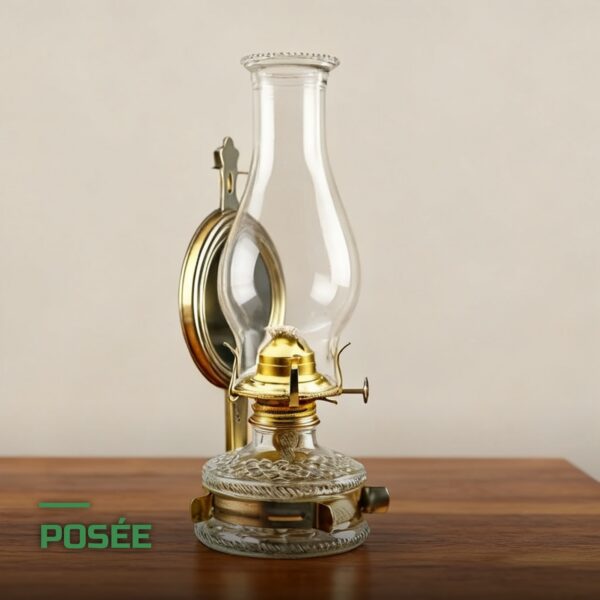 Lampe à Huile Rétro Vintage en Bronze Antique