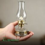 Lampe à Huile Rétro Vintage en Bronze Antique