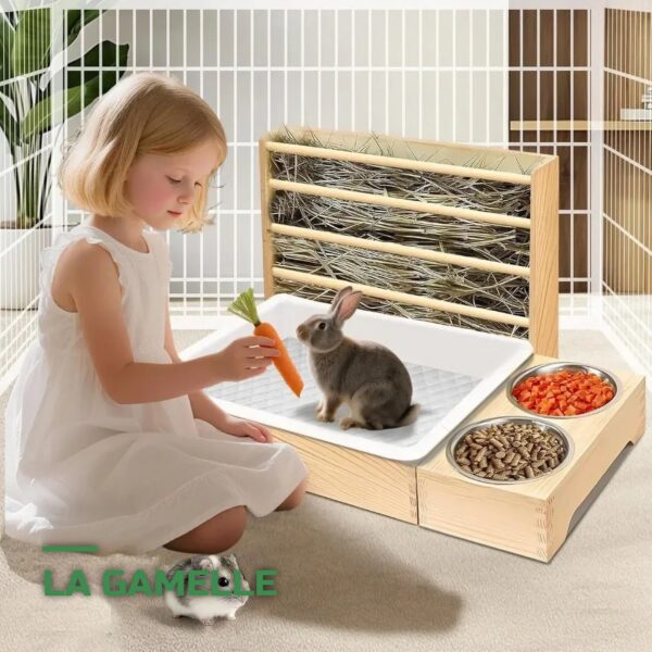 Mangeoire à Foin et Litière Combinée pour Lapins