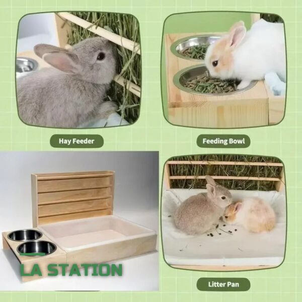 Mangeoire à Foin et Litière Combinée pour Lapins