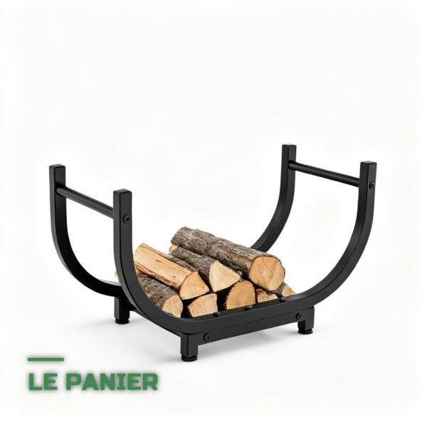Support Range-Bûches Décoratif sur Pied en Métal